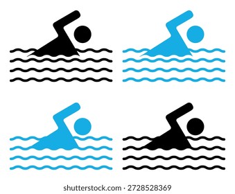 Icono de Vector de natación. Pictograma plano de nadador para piscina, playa, mar y actividades acuáticas. Símbolo mínimo de natación.