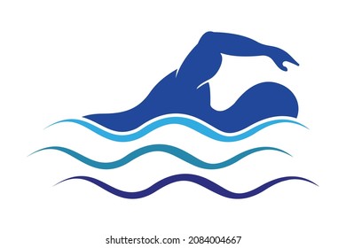 Icono del vector de natación en forma plana. Aislado sobre un fondo blanco.