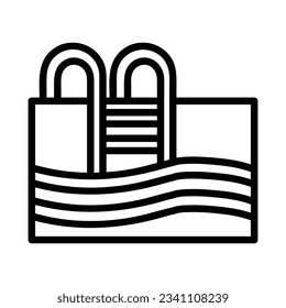 Swimming Vector icon, Outline style, isolated on white Background.