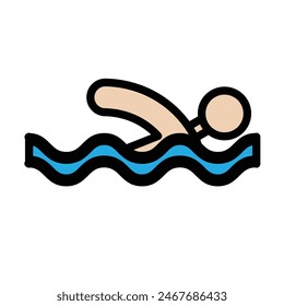 Diseño de iconos llenos de línea de Vector de natación