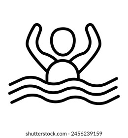 Swimming Vector Line Icon Design