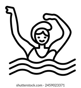 Diseño de iconos de línea de Vector de natación