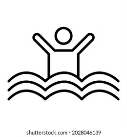 Swimming  Vector Outline Icon Isolated On White Background
