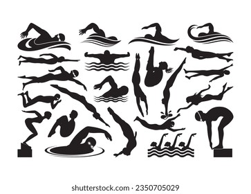 Swimming Vector For Print, Swimming Clipart, Swimming vector Illustration