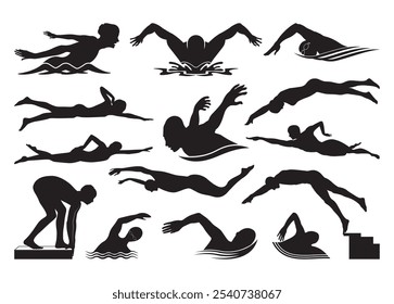 Swimming Vector For Print, Swimming Clipart, Swimming Vector Illustration