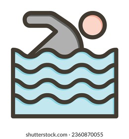 Swimming Vector Thick Line Filled Colors Icon For Personal And Commercial Use.

