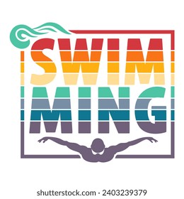 Swimming vintage retro sunset sports design. Design for sport lovers