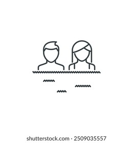Swimming, water, man, woman, travel, swim, holidays icon, vector illustration
