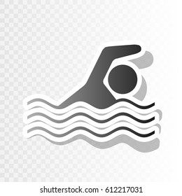Swimming water sport sign. Vector. New year blackish icon on transparent background with transition.