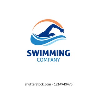 swimming water sport vector logo design inspiration for training school, club, and championship