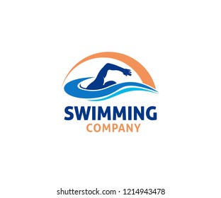 swimming water sport vector logo design inspiration for training school, club, and championship