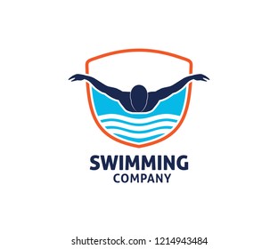 swimming water sport vector logo design inspiration for training school, club, and championship