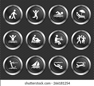 Swimming and Water Sports Color Round Buttons