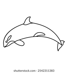 Swimming whale, cartoon sea and ocean animal.