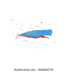 swimming  whale, cartoon vector illustration