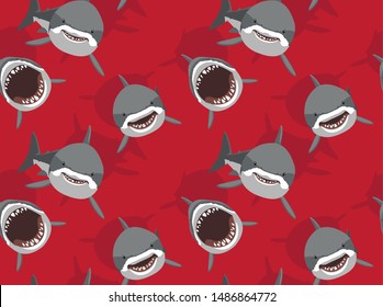 Swimming White Shark Front Background Seamless Pattern Wallpaper-01