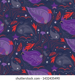 swimming in the wild seamless design graphic