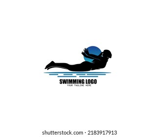 Swimming woman logo silhouette design