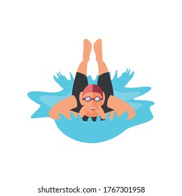 swimming woman on white background vector illustration design