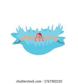 swimming woman on white background vector illustration design