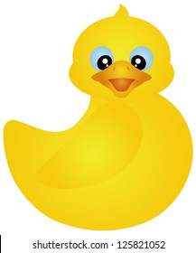 Swimming Yellow Rubber Ducky Isolated on White Background Illustration Vector