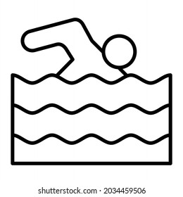 Swimmming Vector Outline Icon Isolated On White Background
