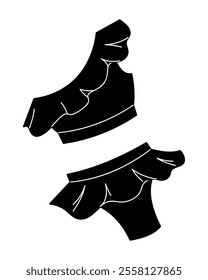 Swimsuit in black and white colors. Clip art for your projects.