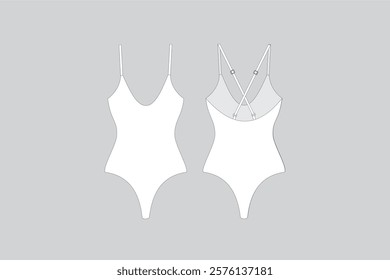 Swimsuit Bodysuit Vector Cross Back V Neck Bodysuit