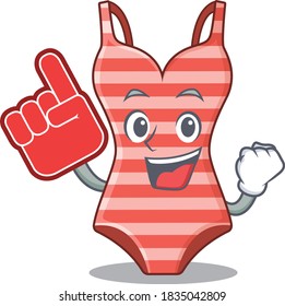 Swimsuit in cartoon drawing character design with Foam finger