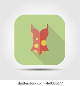 swimsuit flat icon with long shadow, vector illustration