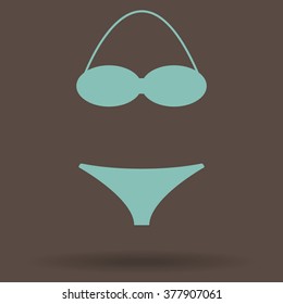 Swimsuit flat icon set isolated 