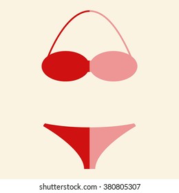 Swimsuit flat icon set isolated 
