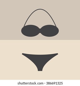 Swimsuit flat icon set isolated 