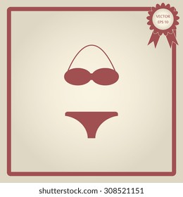 Swimsuit flat icons set isolated 