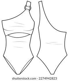 Swimsuit Flach Sketch, Vektorgrafik, technische Zeichenvorlage