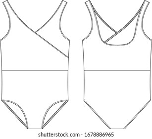 Swimsuit Girls Fashion Illustration Technical Drawing Stock Vector ...