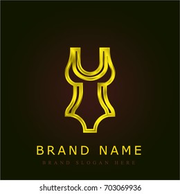 Swimsuit golden metallic logo