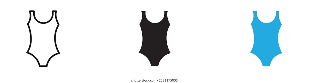 Swimsuit icon black white vector outline