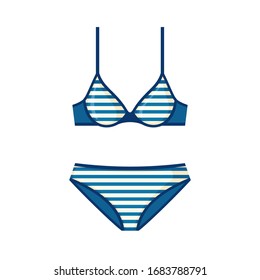 Swimsuit icon in flat style isolated on white background. Striped Swimming suit. Vector illustration.