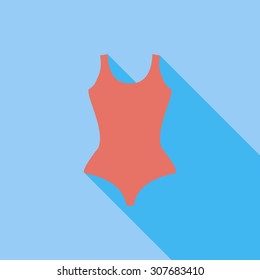 Swimsuit icon. Flat vector related icon with long shadow for web and mobile applications. It can be used as - logo, pictogram, icon, infographic element. Vector Illustration.