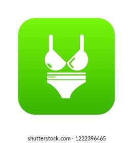 Swimsuit icon green vector isolated on white background
