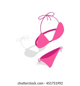 Swimsuit icon in isometric 3d style isolated on white background. Summer clothing symbol