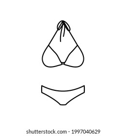 Badeanzug-Symbol. Lineares Badeanzug Symbol. Vektorgrafik. Swimsuit-Vektorsymbol. Schwarzer linearer Badeanzug