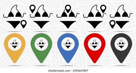 Swimsuit icon in location set. Simple glyph, flat illustration element of summer theme icons