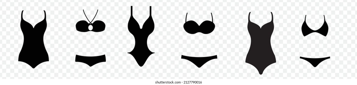 Swimsuit icon set, isolated on transparent background, bikini symbol