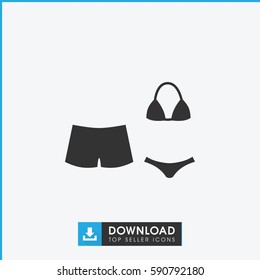 swimsuit icon. Simple filled swimsuit vector icon. On white background.