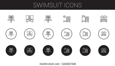 swimsuit icons set. Collection of swimsuit with beach. Editable and scalable swimsuit icons.