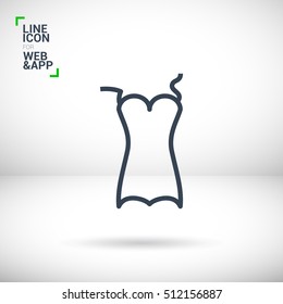 Swimsuit isolated minimal single flat linear icon for application and info-graphic. Women line vector icon for websites and mobile minimalistic flat design.
