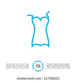 Swimsuit isolated minimal single flat linear icon for application and info-graphic. Women line vector icon for websites and mobile minimalistic flat design.