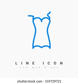 Swimsuit isolated minimal single flat linear icon for application and info-graphic. Women line vector icon for websites and mobile minimalistic flat design.